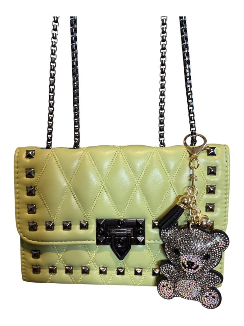 LIME GREEN BAG WITH STUDS - NWOT